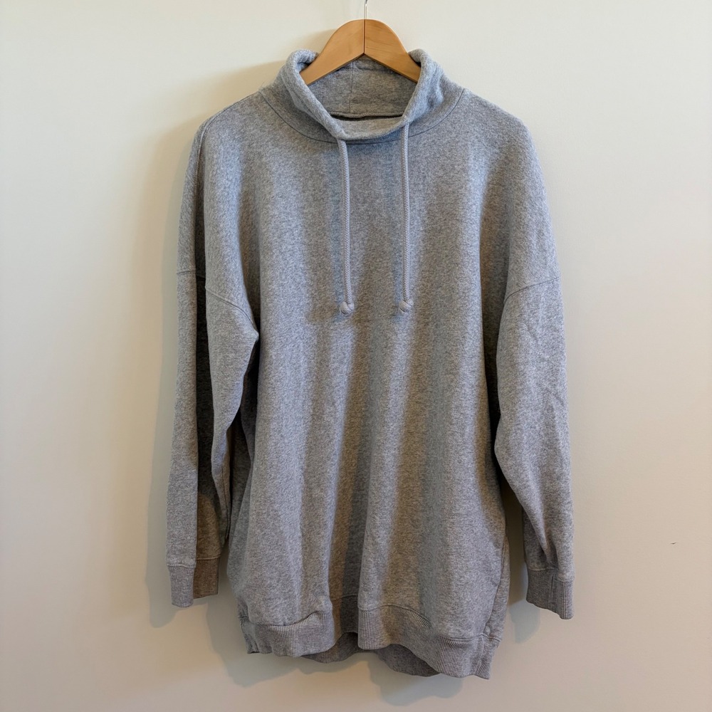 American Eagle Gray Funnel Neck Oversized Sweatshirt Large Side Pockets L